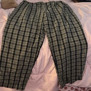 Norton McNaughton Black and White Plaid Wide Leg Pants